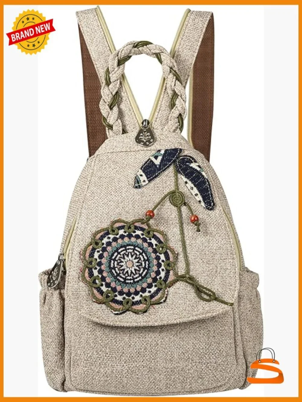 Canvas Convertible Backpack Crossbody Sling Bag for Travel Work School